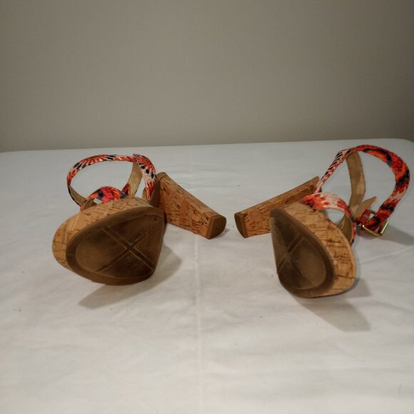 CHINESE LAUNDRY CORK HIGH HEEL SANDALS ORANGE MULTI WOMEN SIZE 10 - Picture 7 of 7
